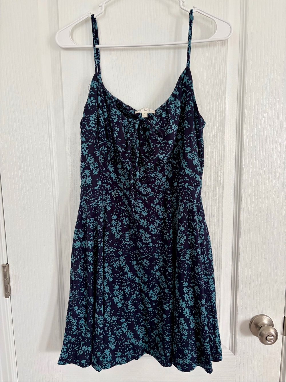 nine britton Navy Mini Dress with Teal Floral Print